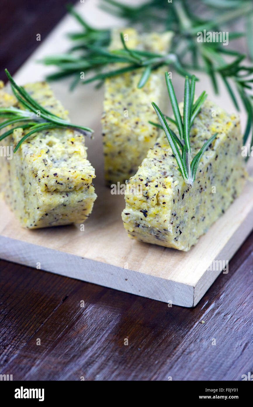 Baked polenta "taragna" (corn and buckwheat flours) with italian cheese