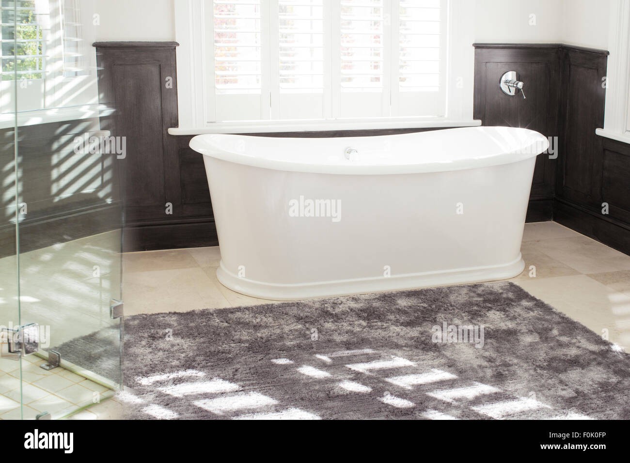 Soaking tub in luxury bathroom Stock Photo