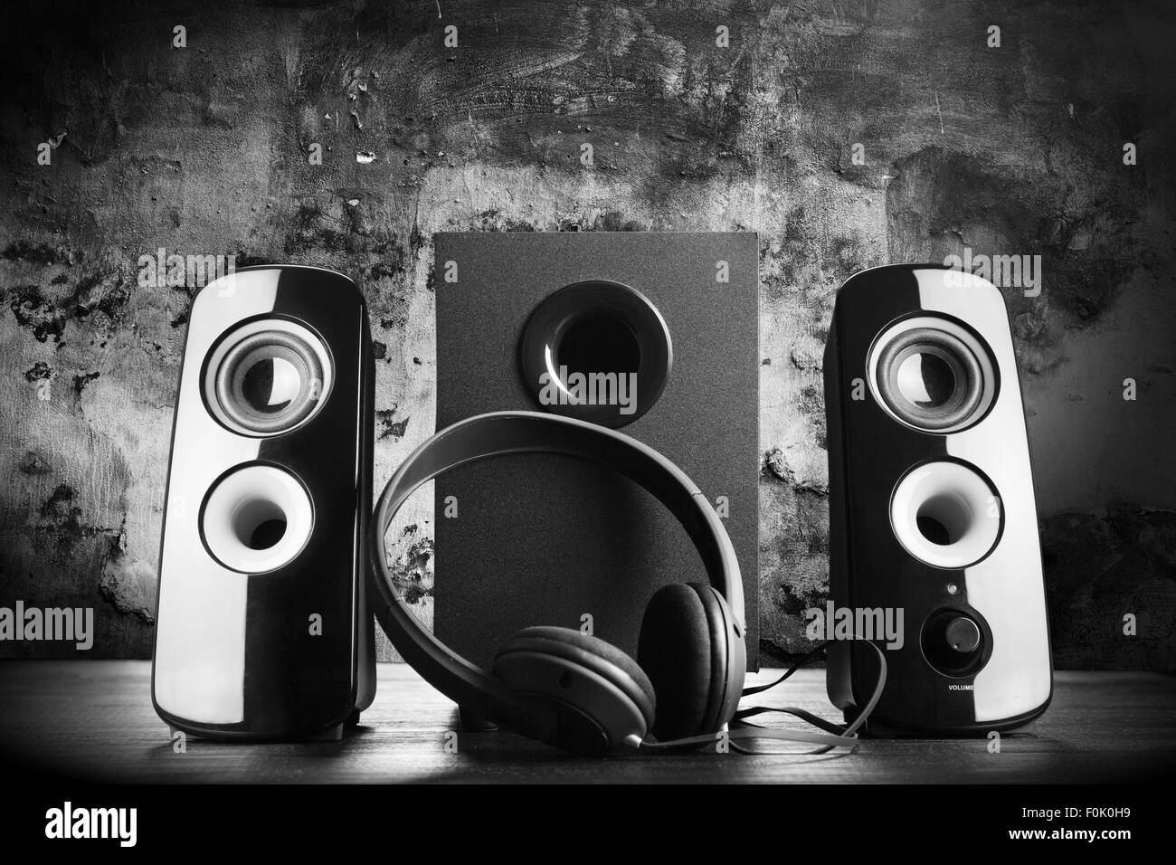 Modern black sound speakers Stock Photo