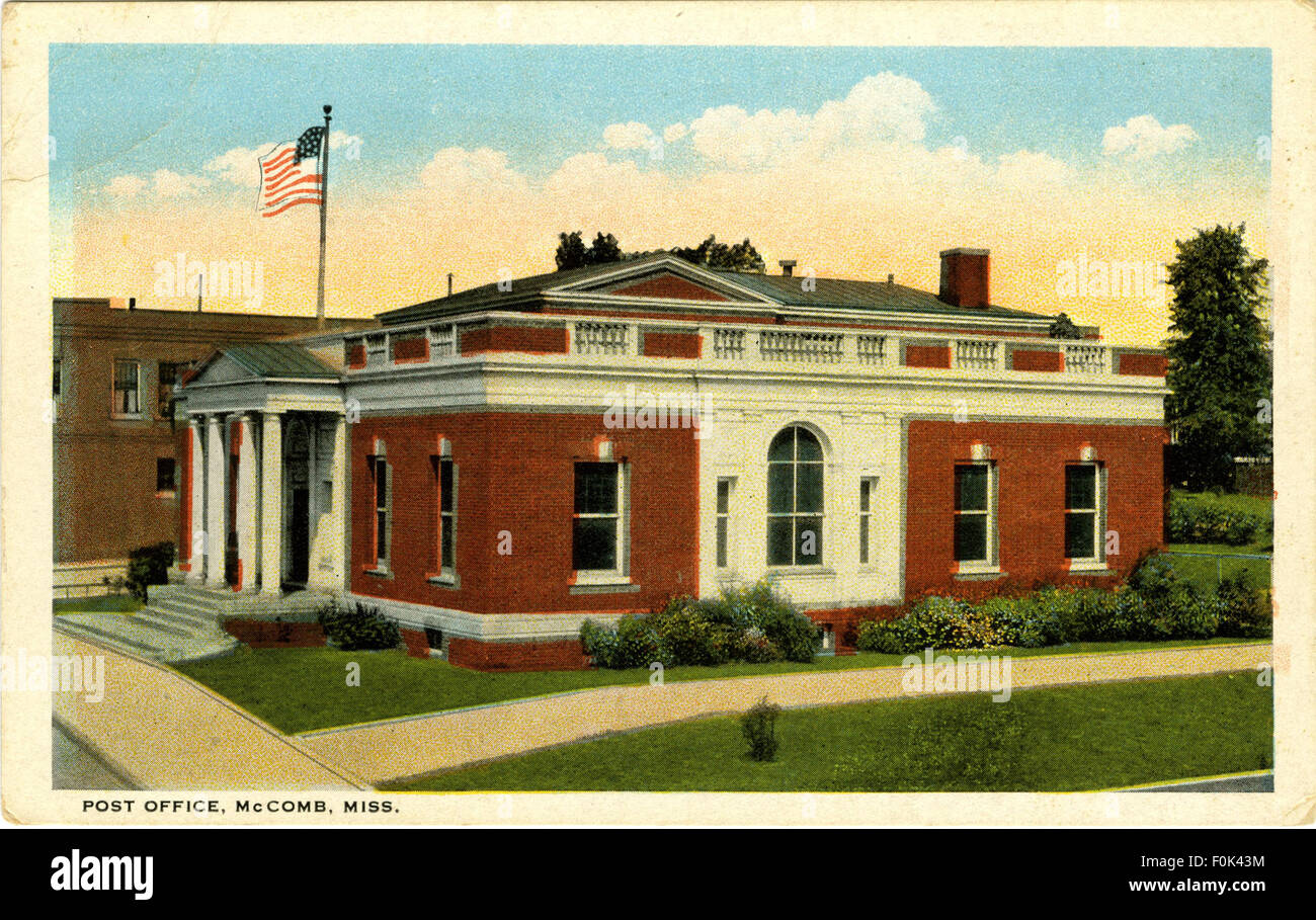 A photograph showing the historic post office in McComb, Mississippi ...