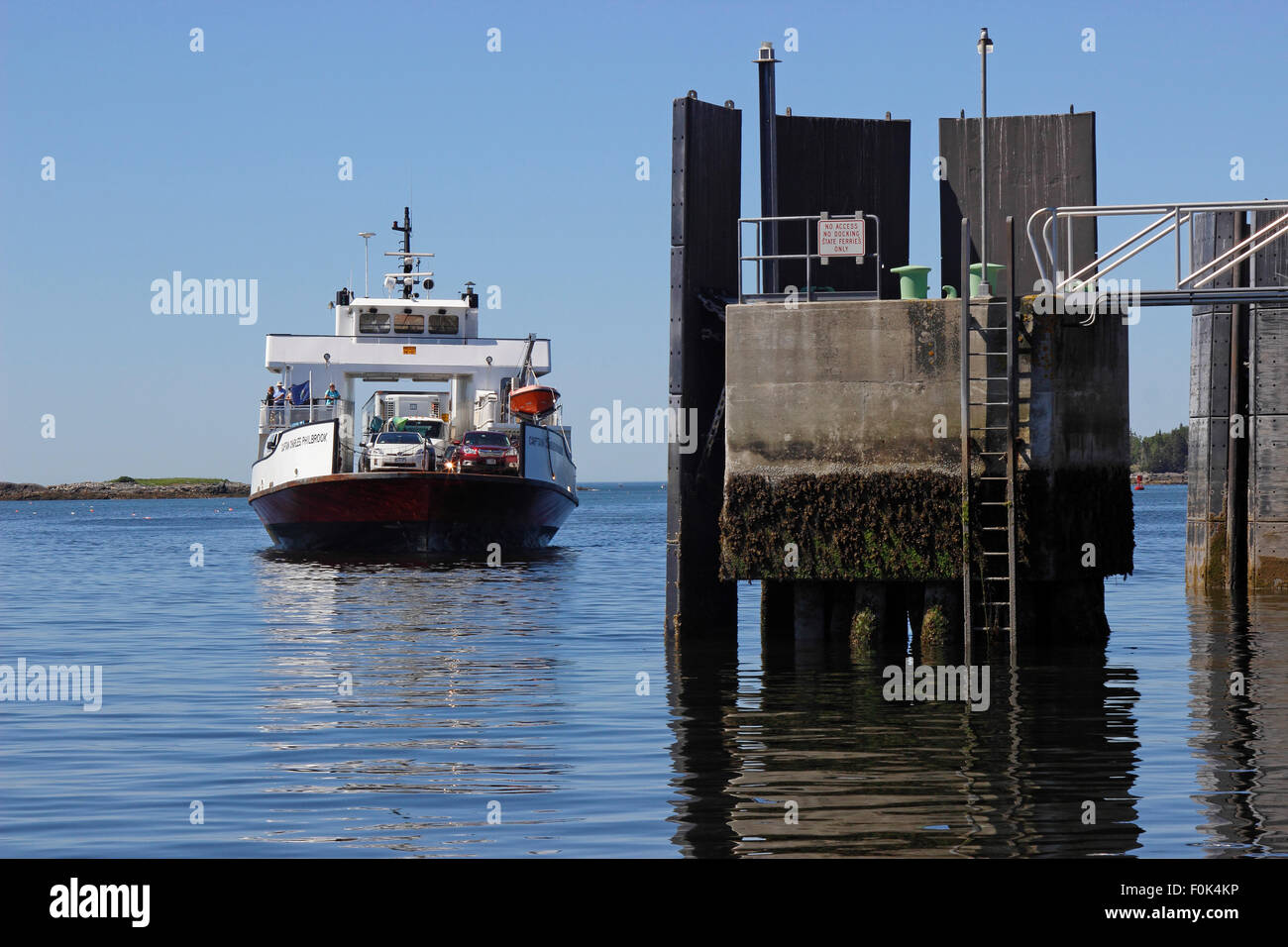 Car ferry Capt. Charles Philbrook approaches the dock at harbor