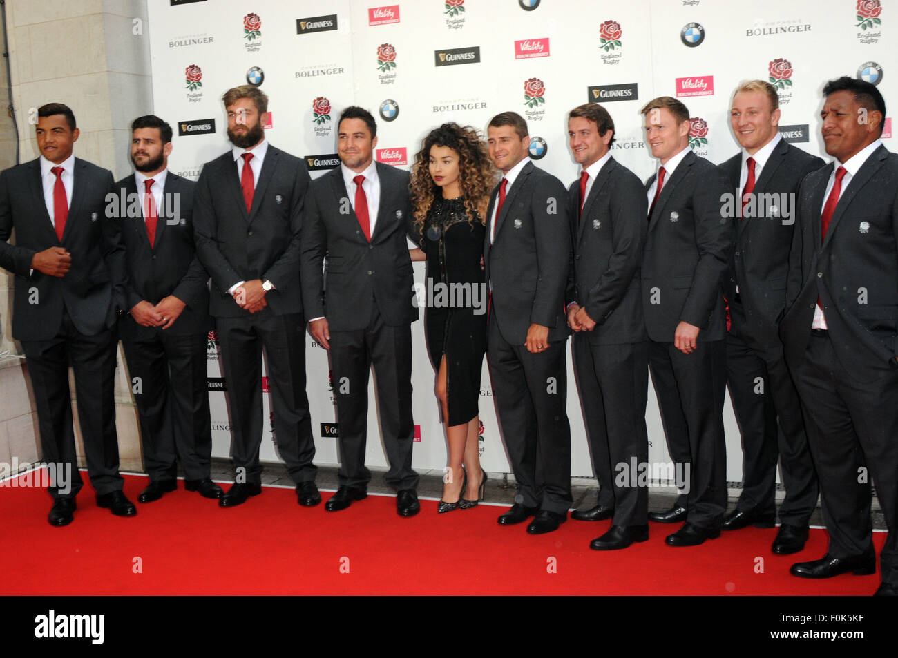London,UK,5 August 2015,Ella Eyre attends performs at 'Carry Them Home' England Rugby Team dinner at Grosvenor Hotel before competing Webb Ellis cup on home turf. Stock Photo