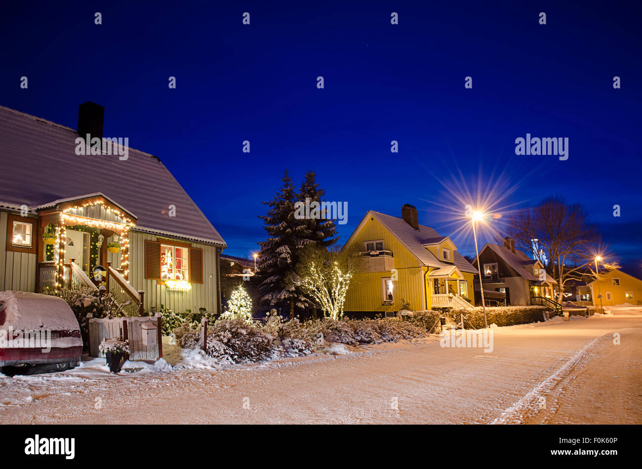 View of small swedish town Stock Photo
