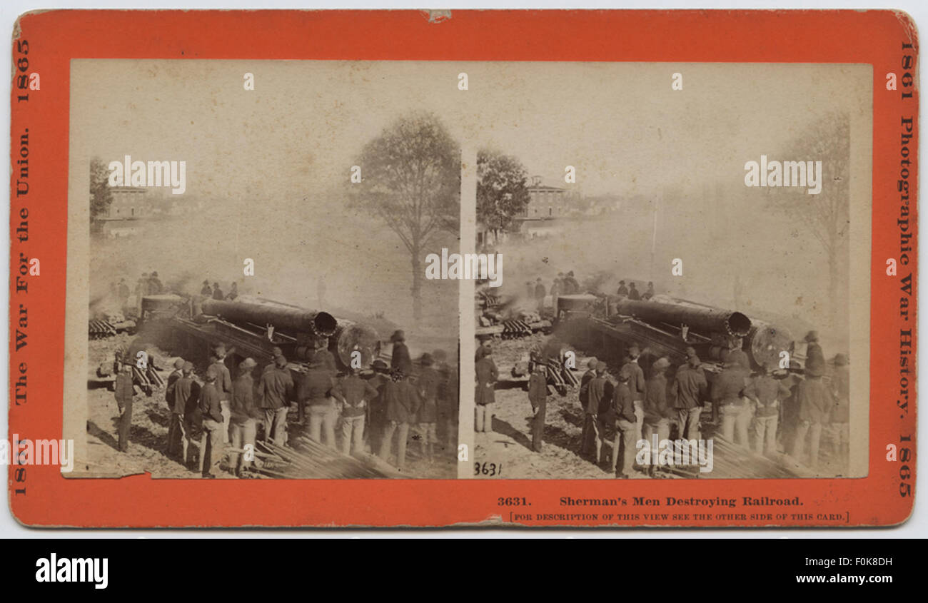 Sherman's Men Destroying Railroad. Stock Photo