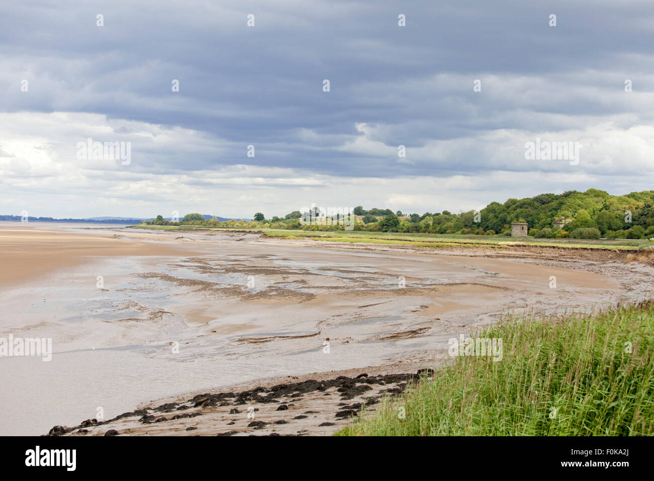 Looking across the Severn estuary from the Gloucester & Sharpness Canal at Sharpness, Gloucestershire, England, UK Stock Photo