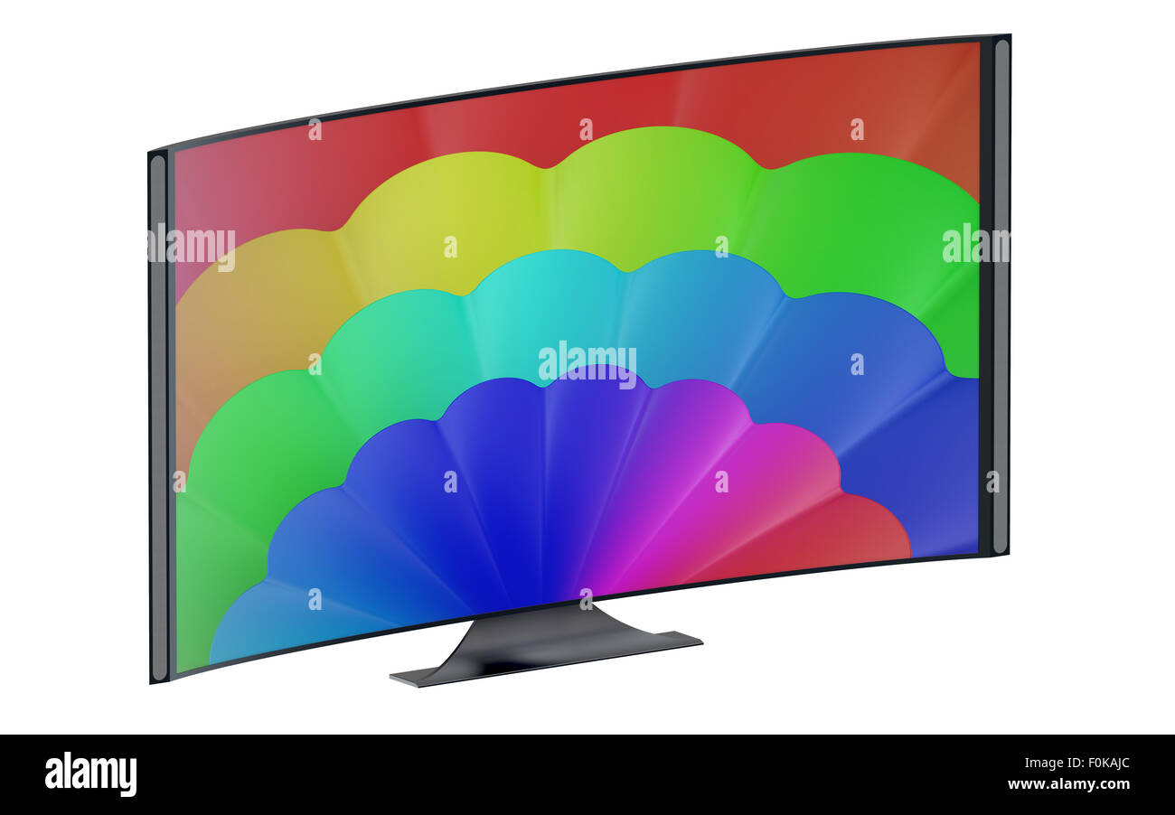 modern curved tv set isolated on white background Stock Photo
