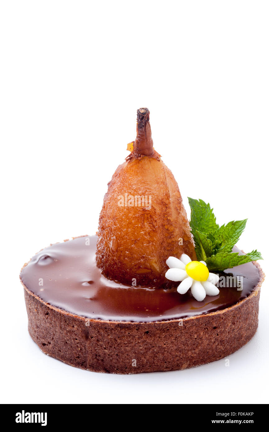 Chocolate cakes with pear. Stock Photo
