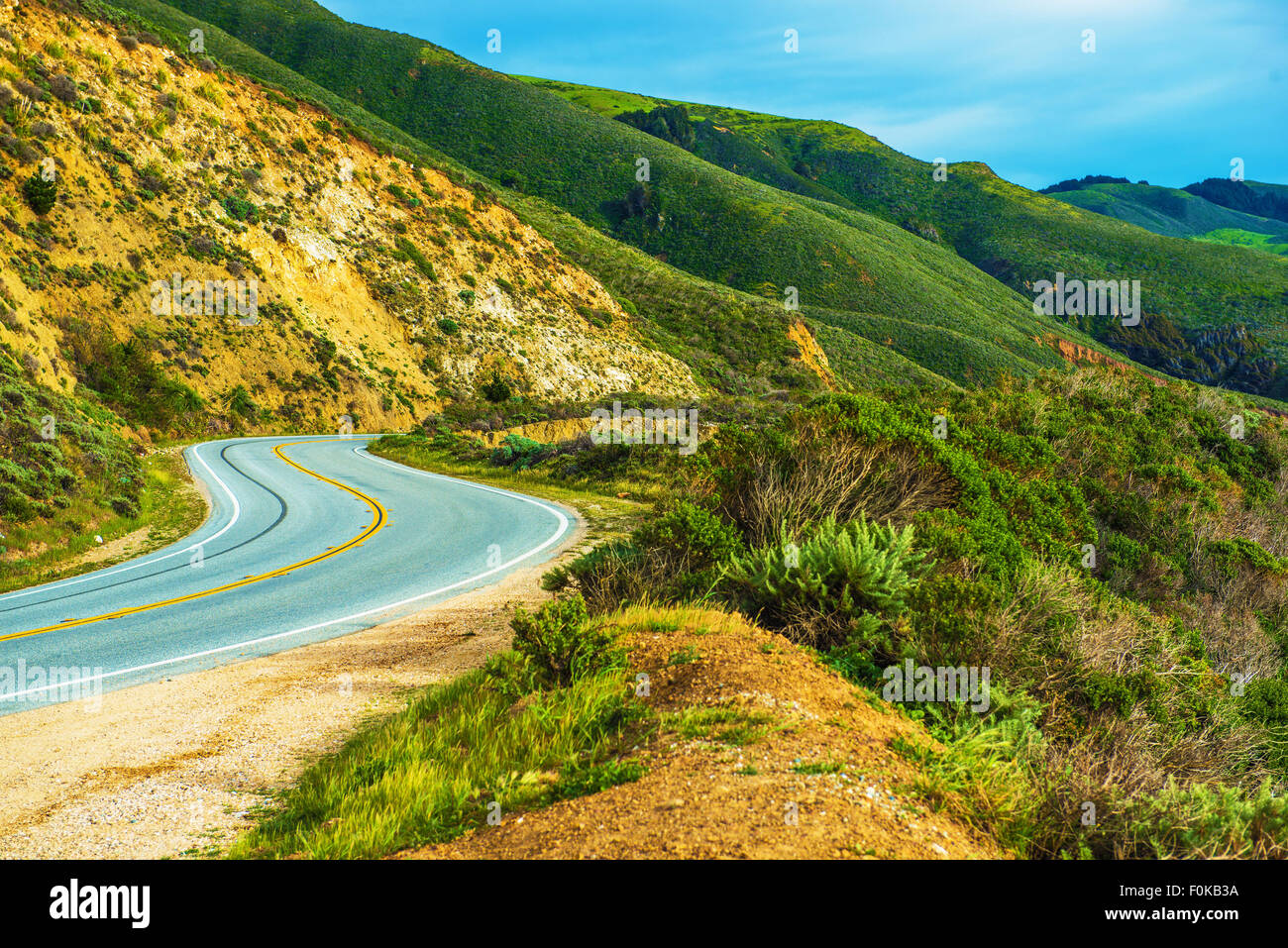 California Countryside Highway. California Scenic Drive. Stock Photo