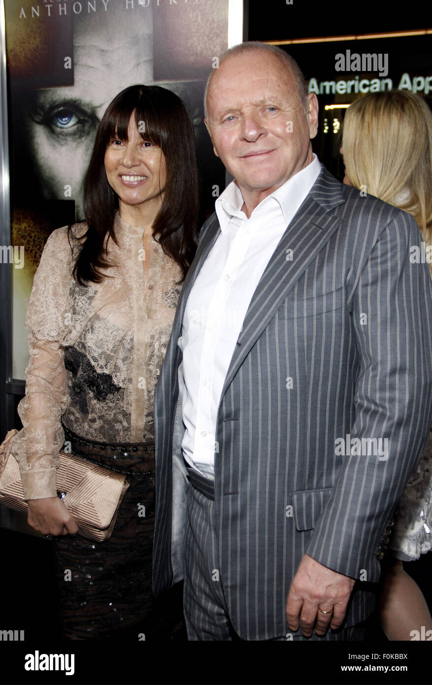 Sir Anthony Hopkins and Stella Arroyave at the Los Angeles premiere of ...