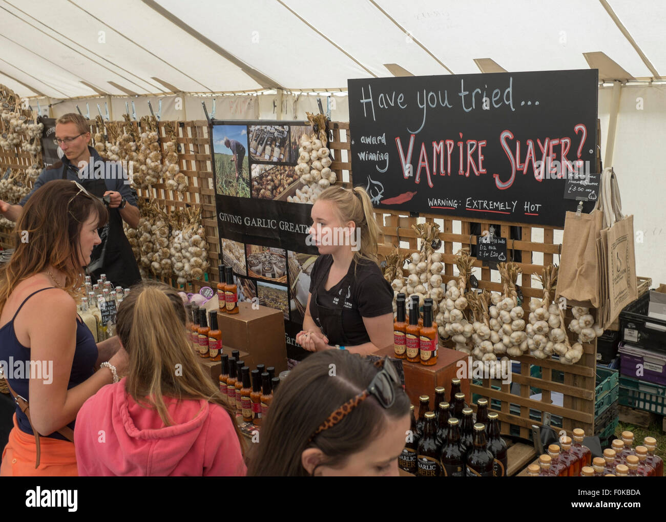 Garlic Stalls at the Isle of Wight Garlic Festival Stock Photo