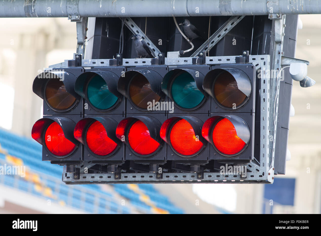 Red Start Lights Racing Circuit Stock Photo - Alamy