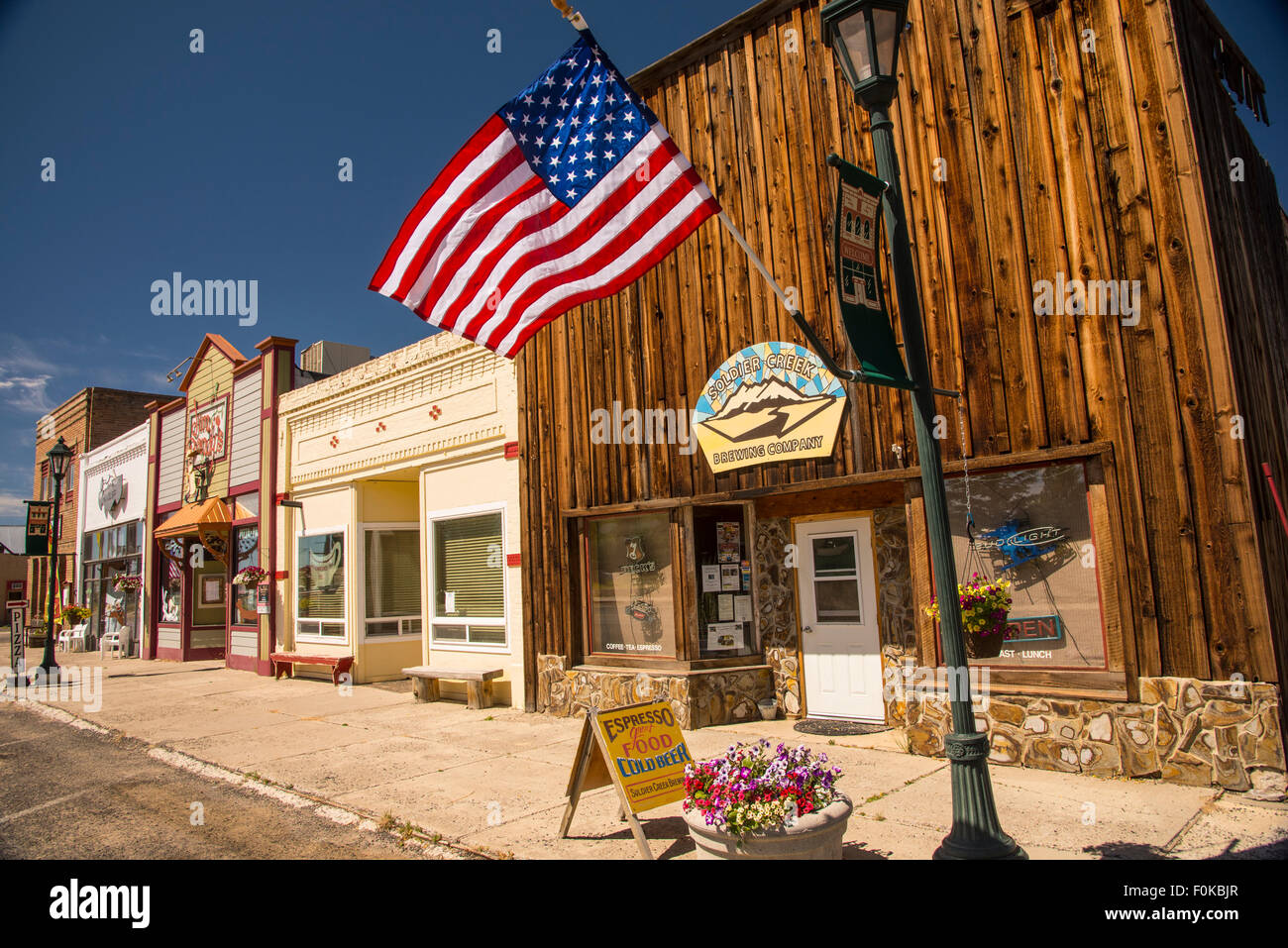Downtown Fairfield on Flag Day, Fairfield, Idaho, USA Stock Photo Alamy