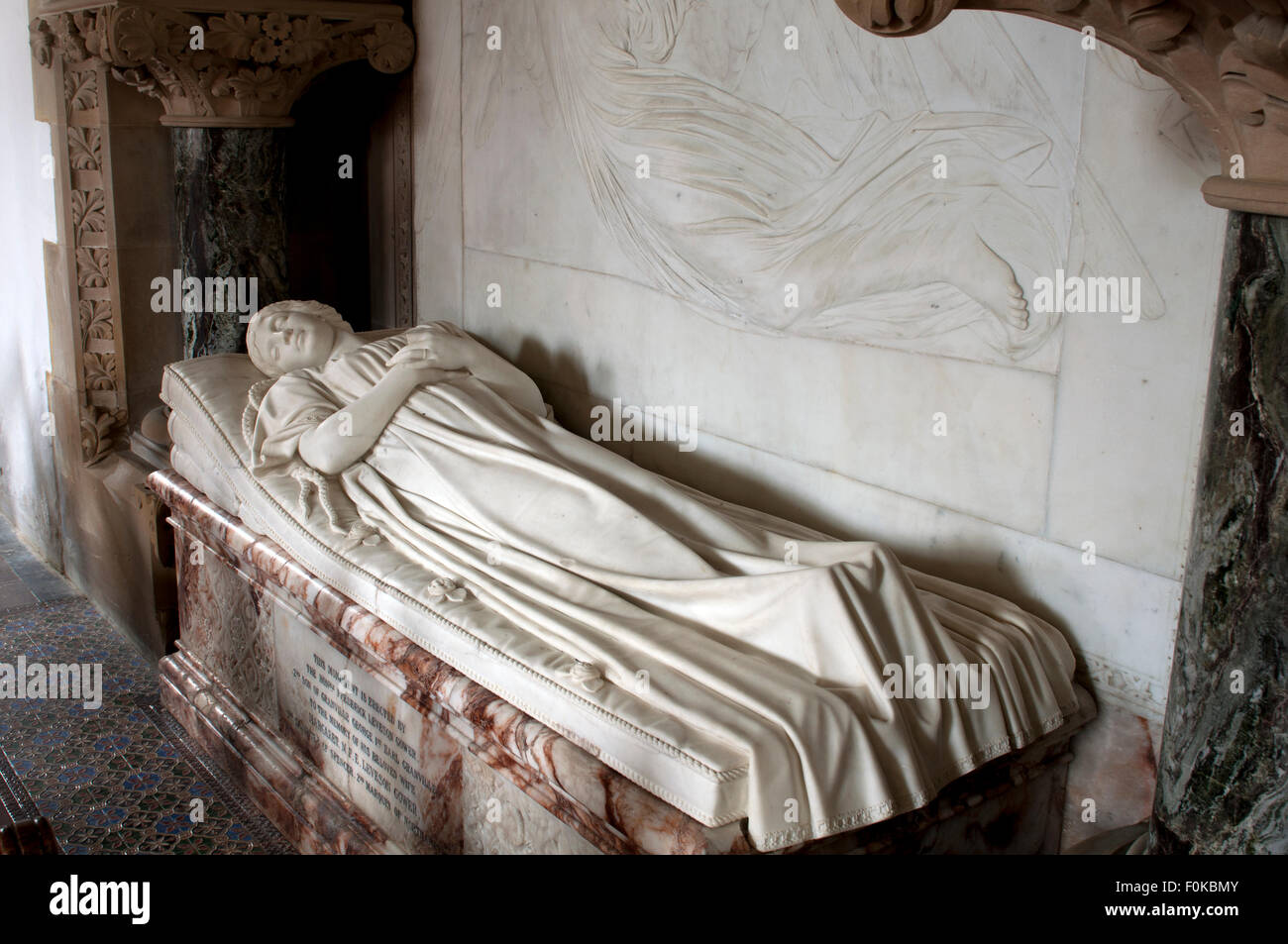 The Sleeping lady monument, St. Mary Magdalene Church, Castle Ashby, Northamptonshire, England, UK Stock Photo