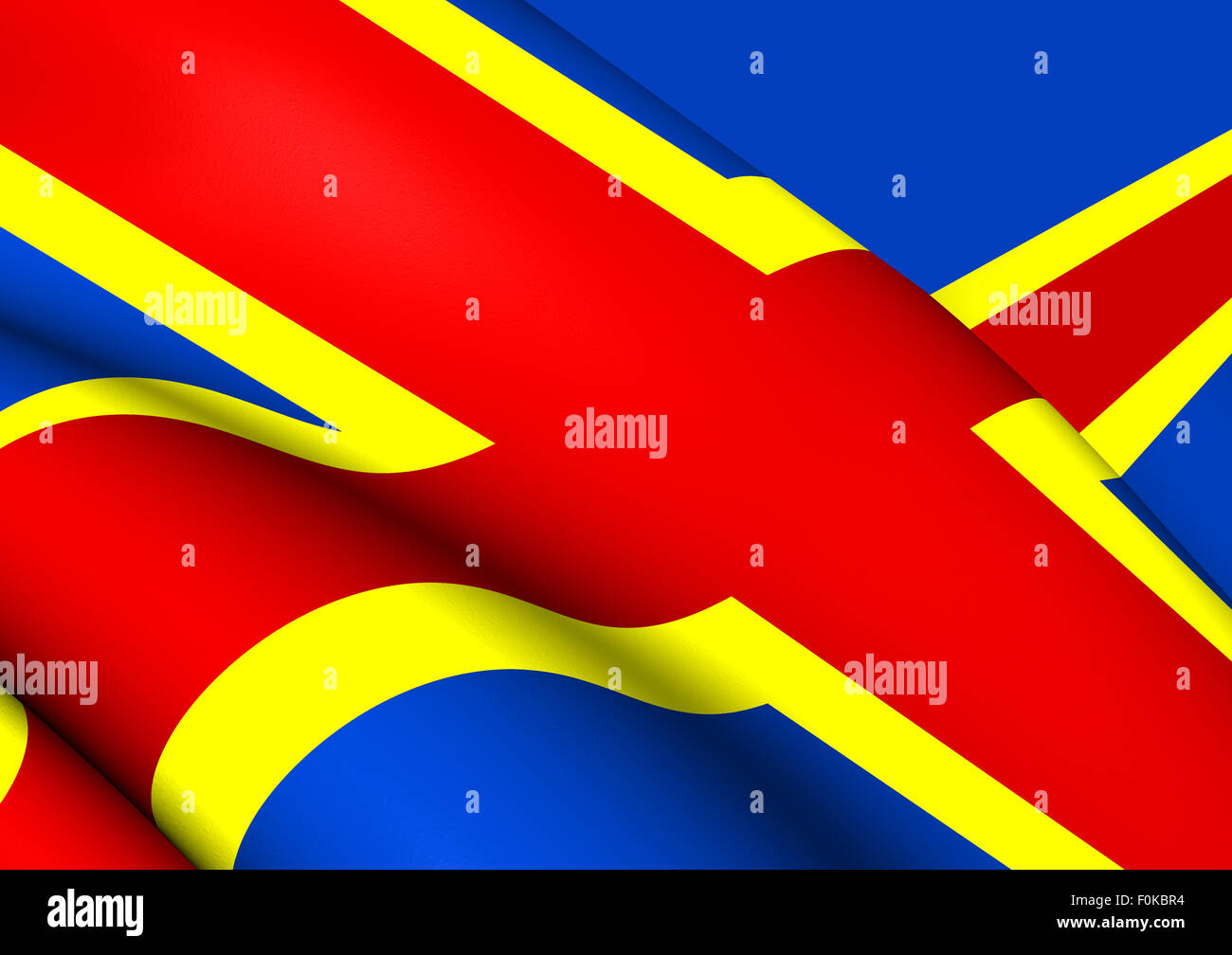 3D Flag of the Aland Islands, Finland. Close Up. Stock Photo
