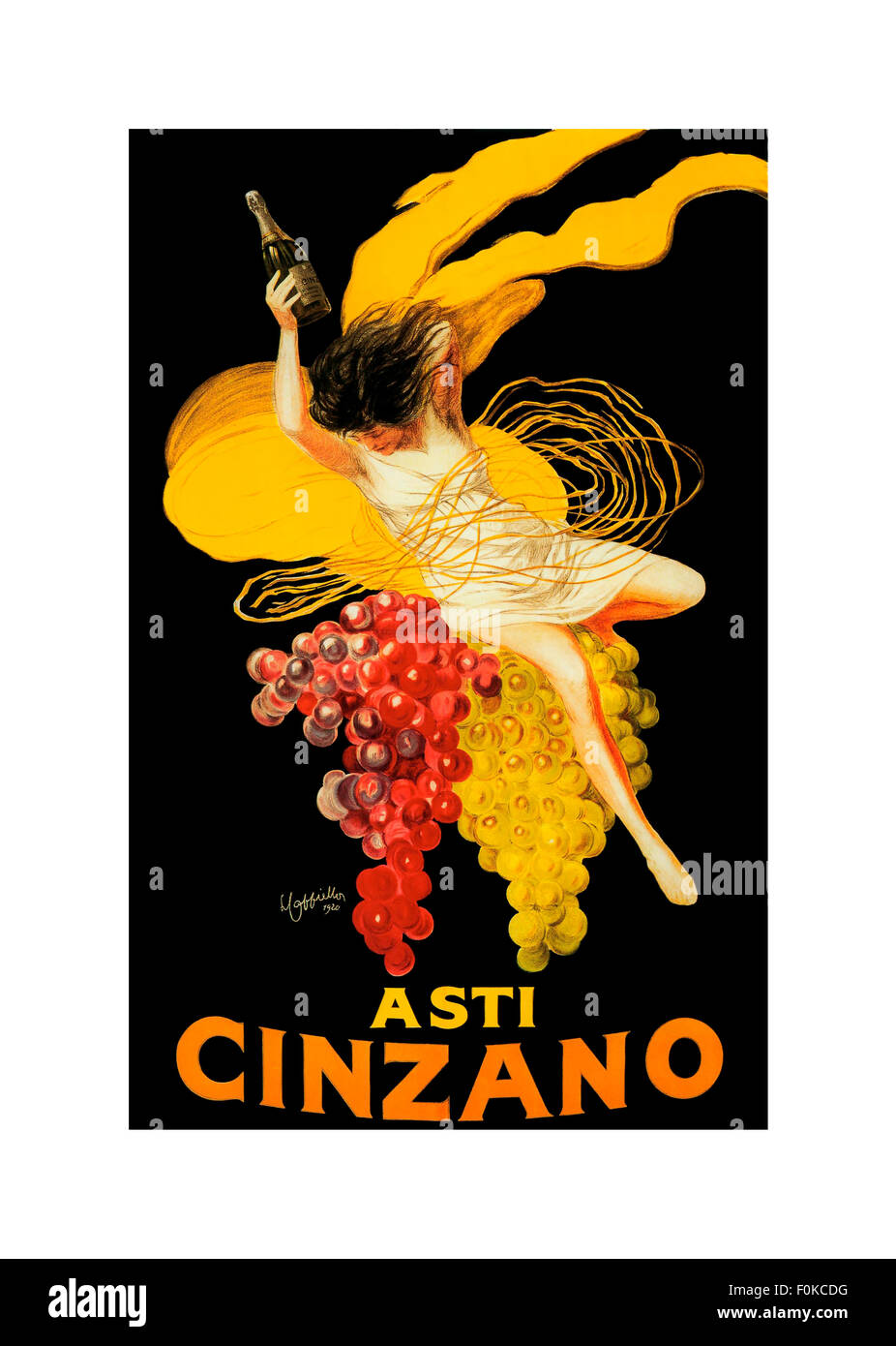 “Asti Cinzano,” by Leonetto Cappiello (1875 – 1942)  vintage poster advertisement for an alcoholic sparkling wine aperitif Stock Photo