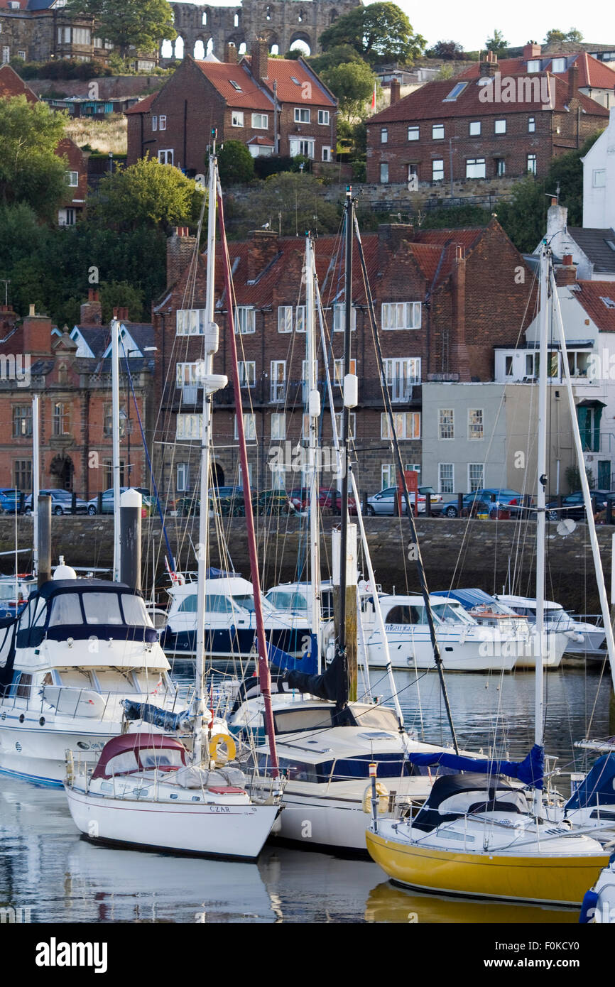 Boats moored in the harbor at whitby Stock Photo