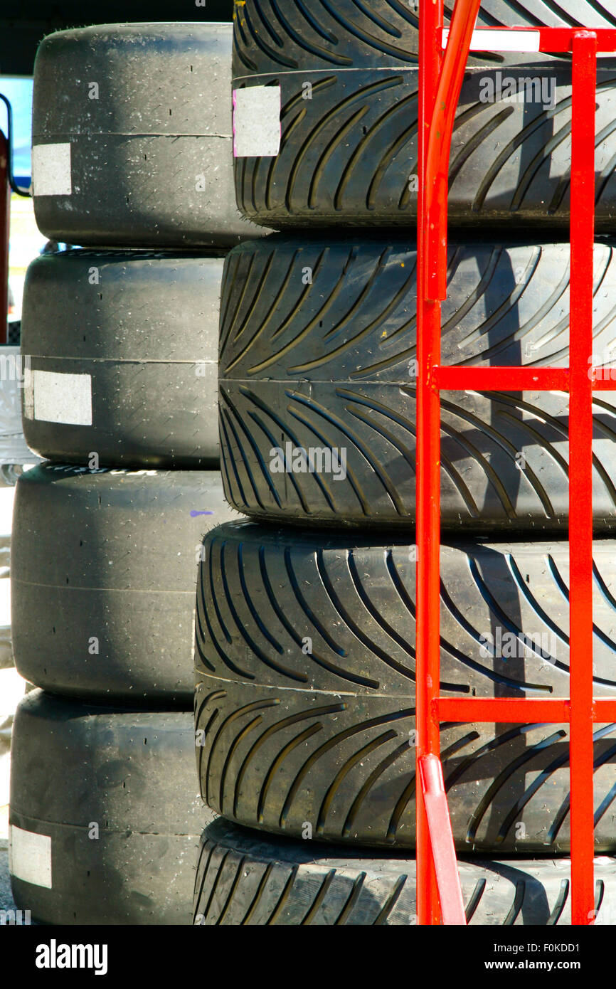 Closeup of stacks of racing car tires, Homestead, Miami, MiamiDade