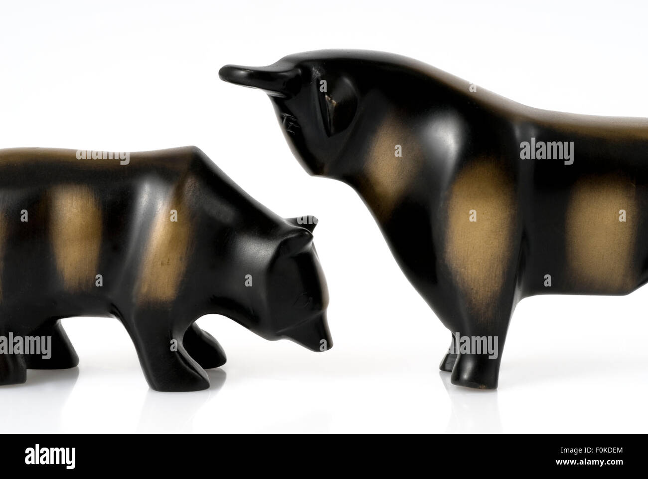 Bear and bull sculptures symbolized the Frankfurt stock exchange Stock Photo
