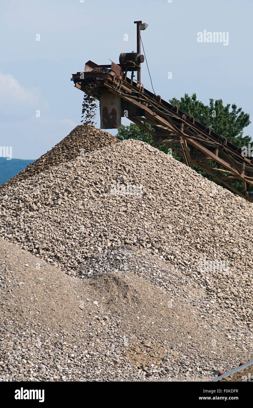gravel quarrying with belt conveyer germany europe Stock Photo