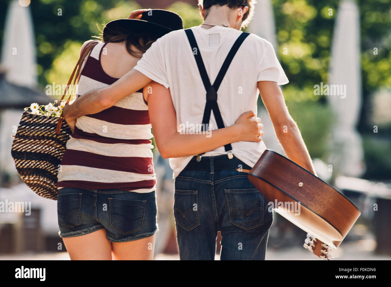 Back view young couple in love at hi-res stock photography and images ...