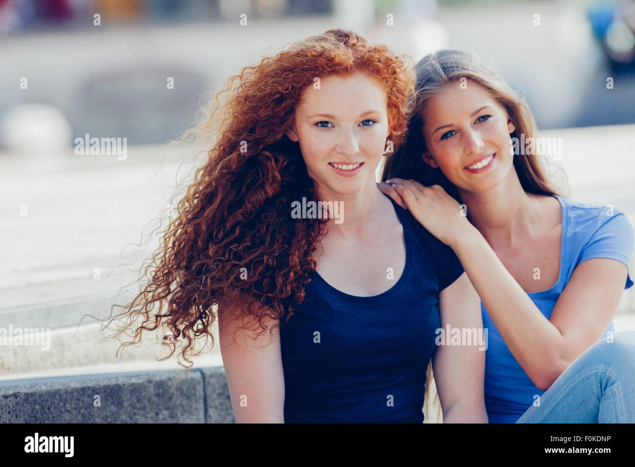 Portrait of two teenage girls Stock Photo - Alamy