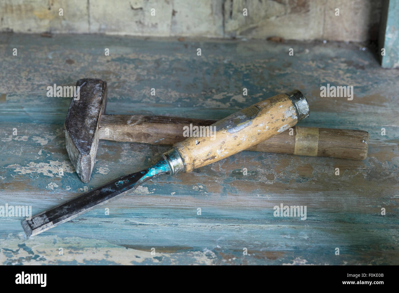Hammer and mortise chisel for restoration Stock Photo Alamy