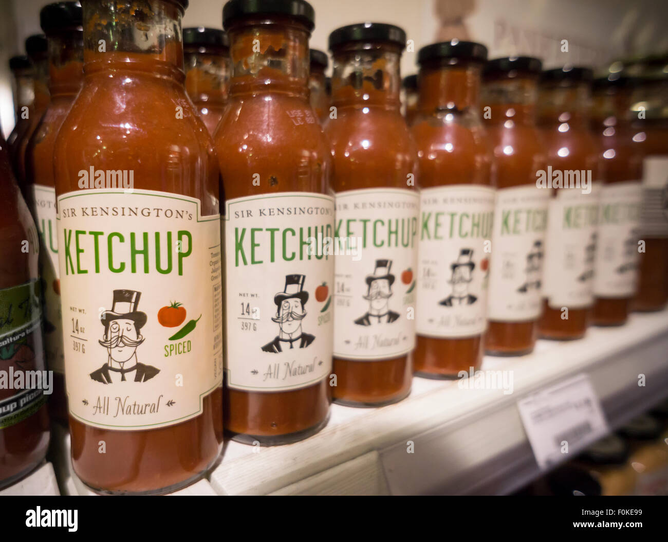 Bottle of Sir Kensington's Ketchup are seen on a grocery store shelf in