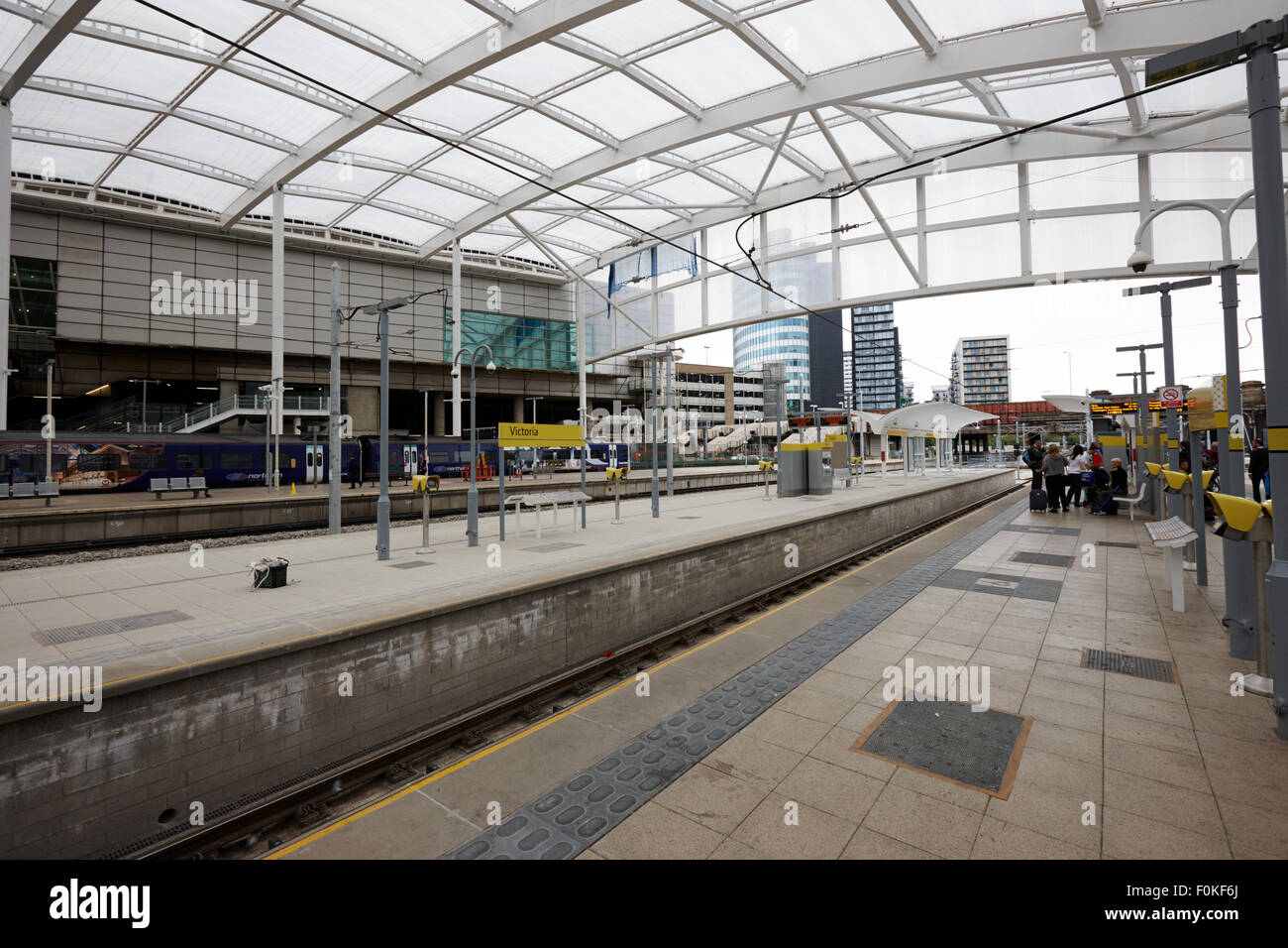 Manchester victoria railway station metrolink platforms England UK Stock Photo