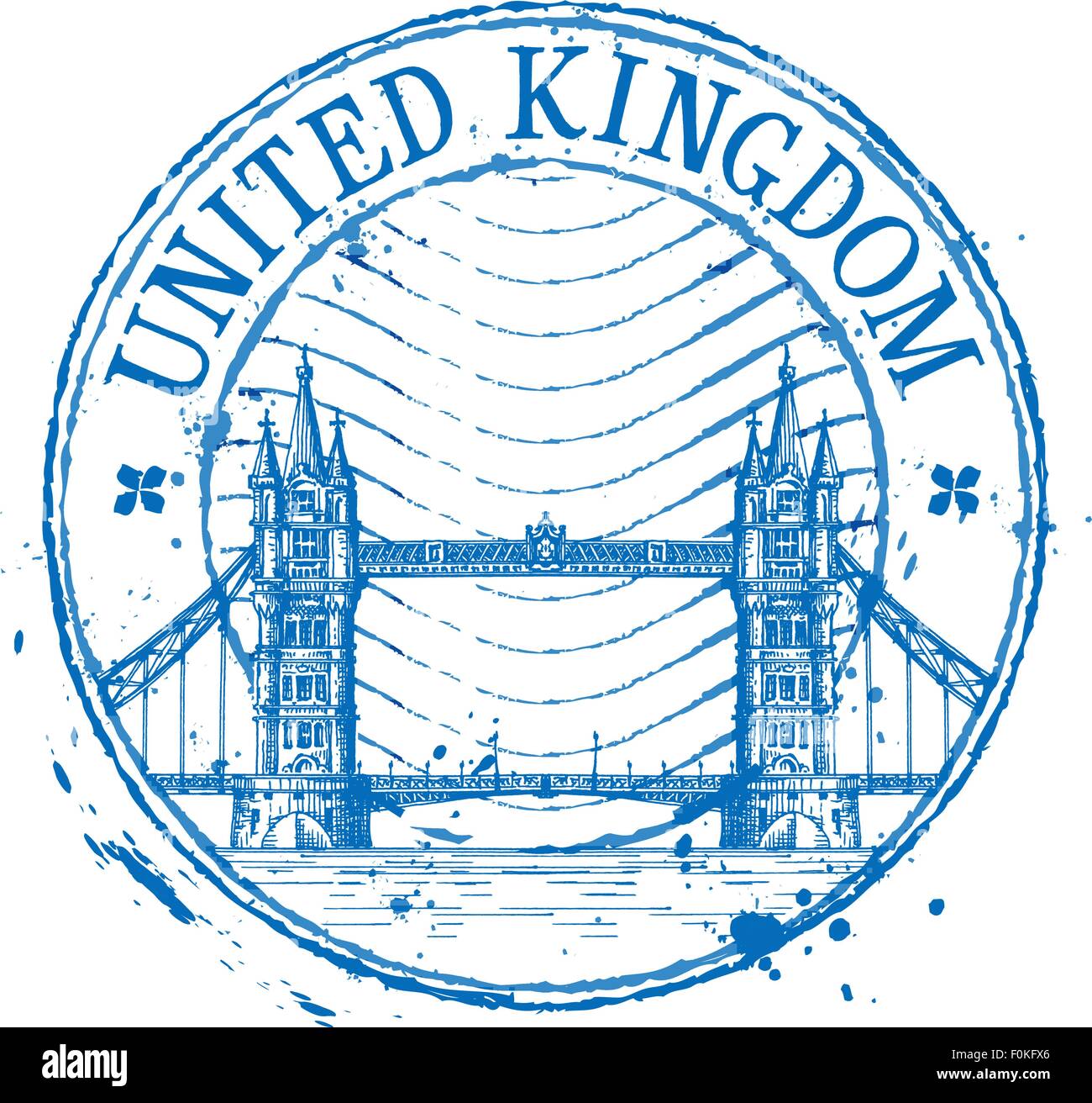 United Kingdom vector logo design template. Shabby stamp or England, London icon Stock Vector