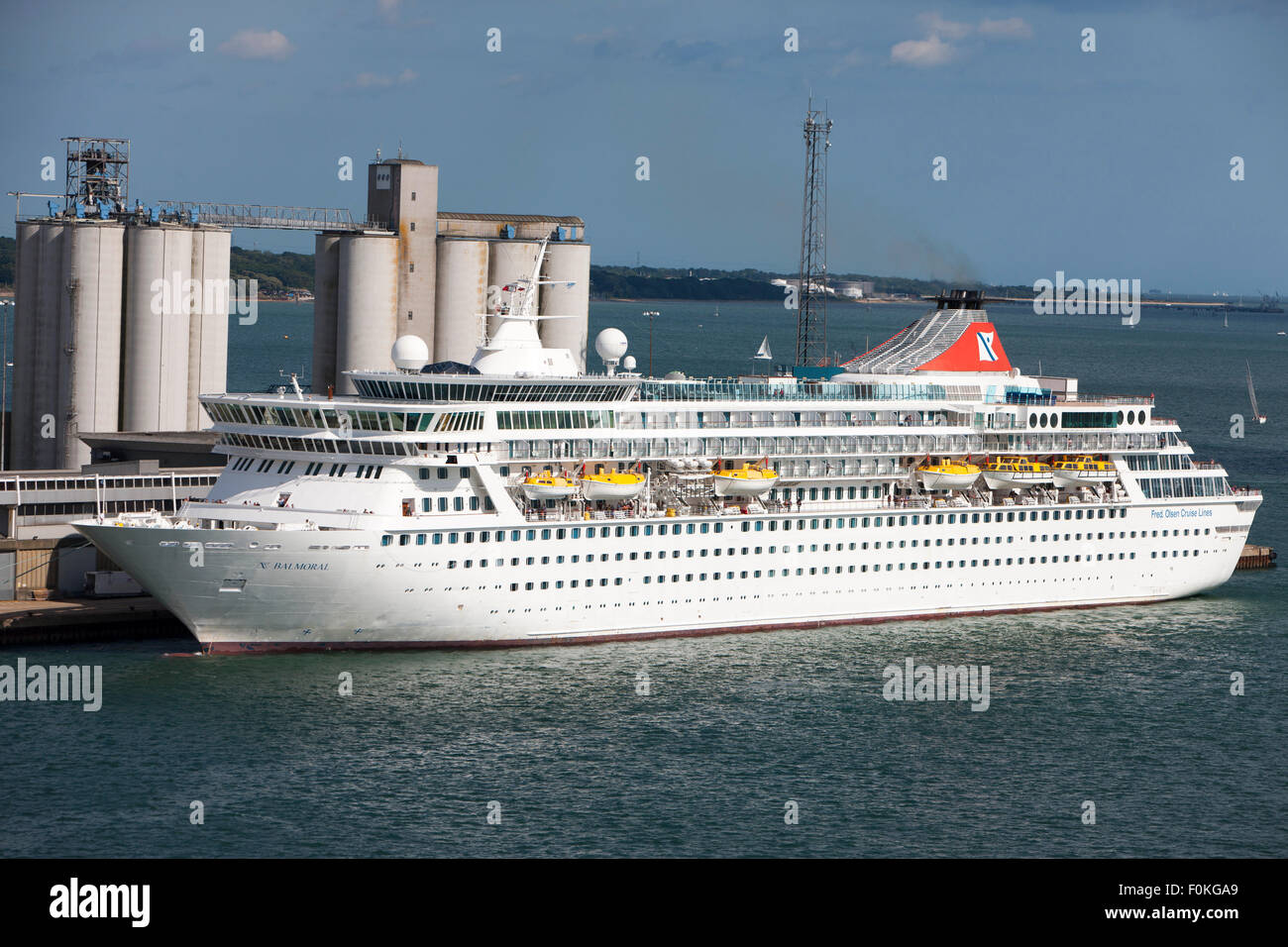 Mv Balmoral Cruise Ship Owned And Operated By Fred Olsen Cruise Lines Docked At Southampton England Stock Photo Alamy