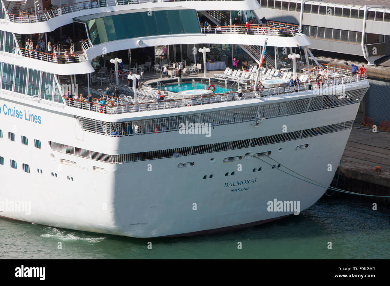 Mv Balmoral Cruise Ship Owned And Operated By Fred Olsen Cruise Lines Docked At Southampton England Stock Photo Alamy