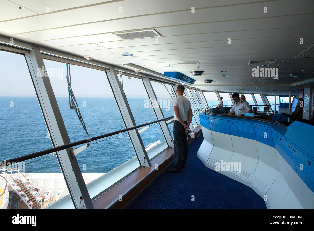 Inside a modern cruise ship bridge navigating in the ocean The Celebrity Eclipse Stock Photo
