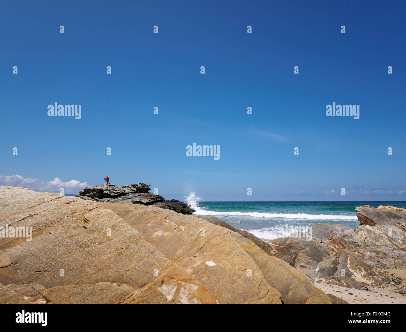 Spain, Ribadeo, view to rocks at Atlantic Coast Stock Photo