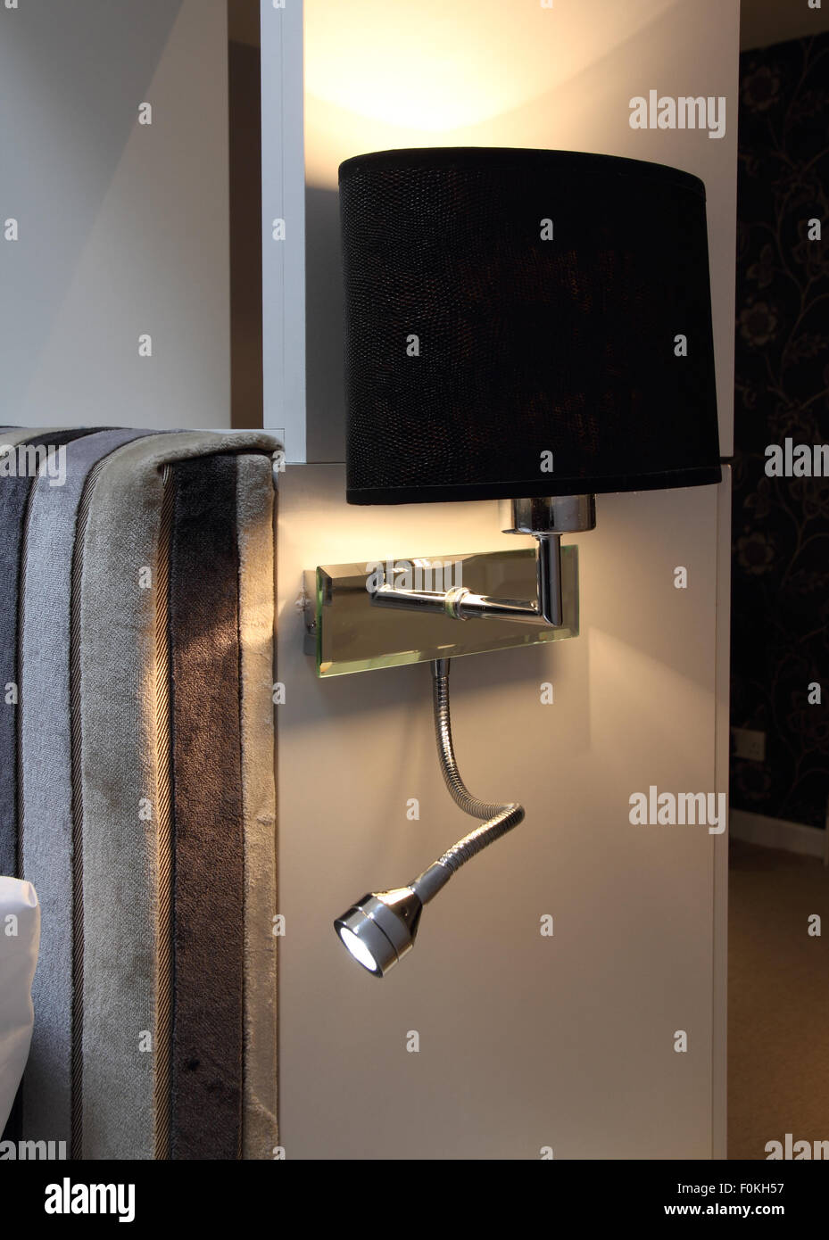 Unit mounted bedside lamp and reading spotlight Stock Photo Alamy