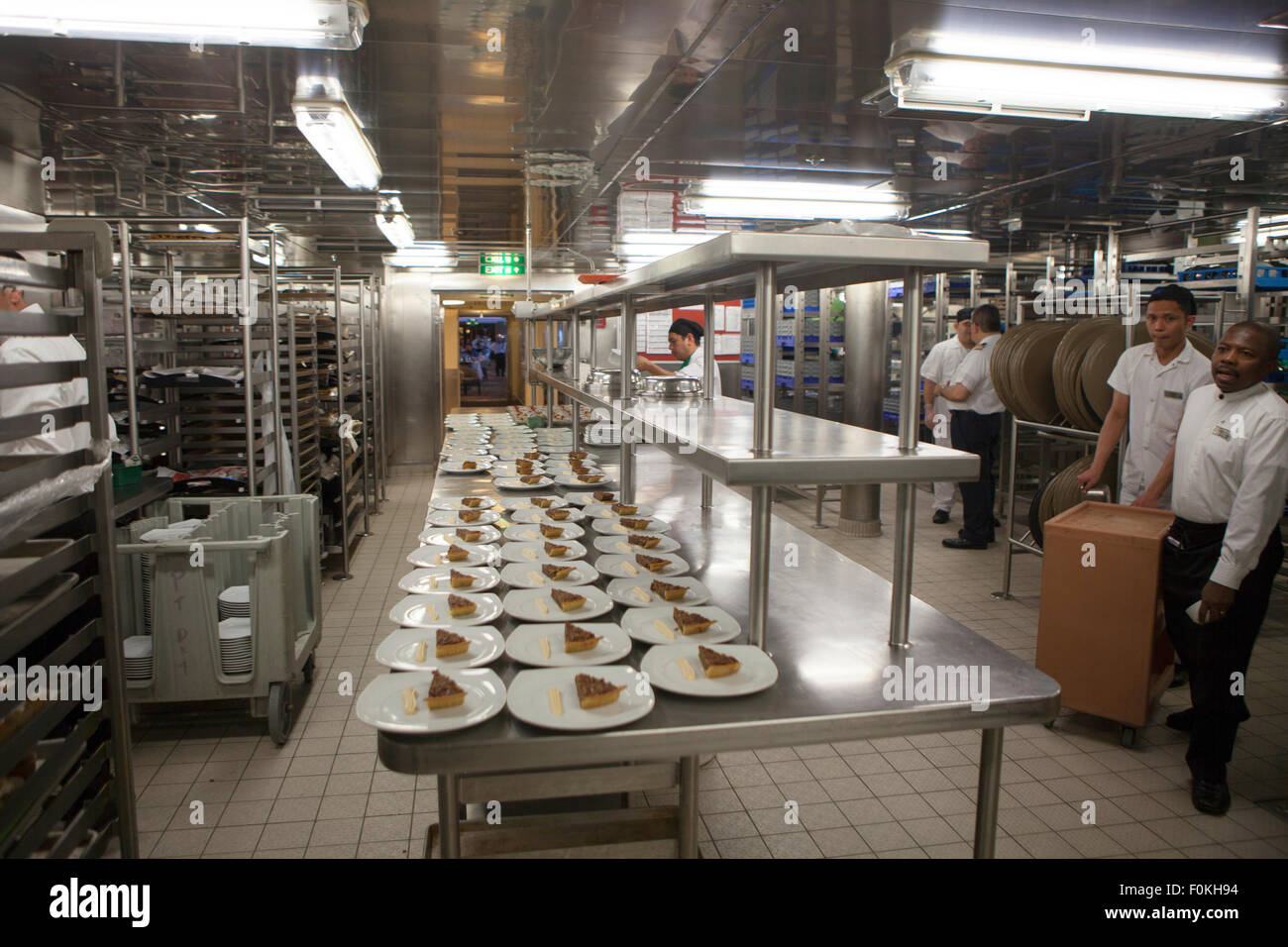 Modern Cruise liner Galley kitchen area preparing and serving guests