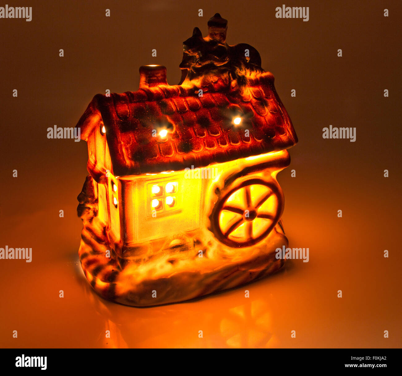 Lamp in the form of a water mill. Stock Photo