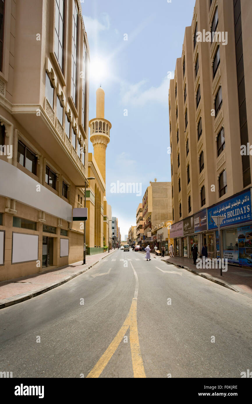 UAE, Dubai, street in Bur Dubai Stock Photo