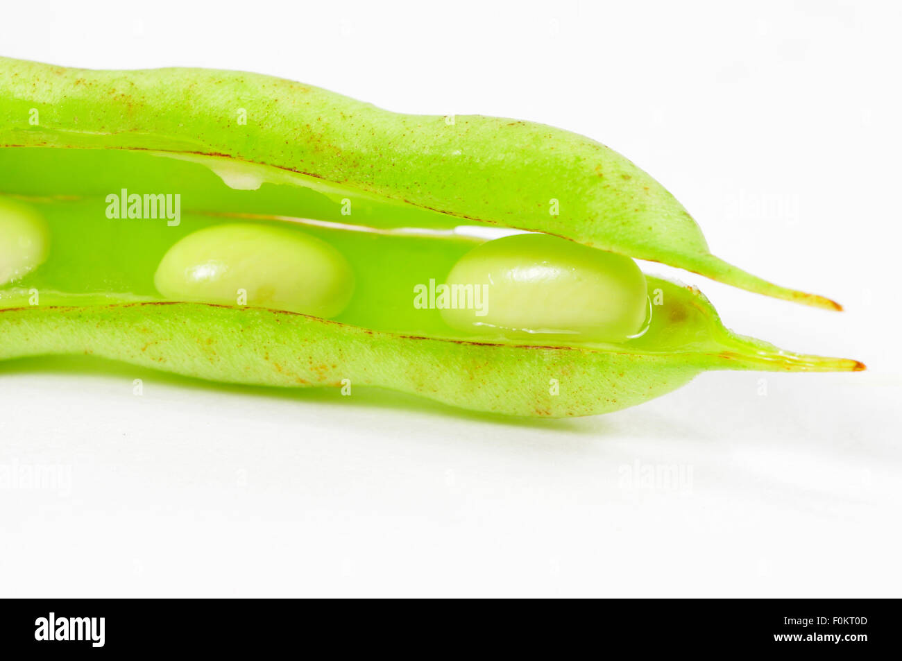Macro shot of green beans isolated on white Stock Photo