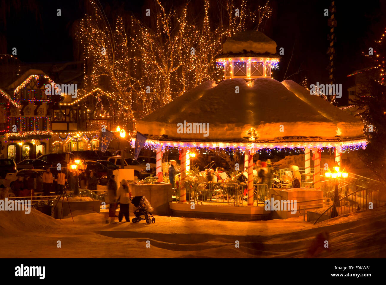 Gazebo with Christmas Lights, Leavenworth, Washington Stock Photo Alamy