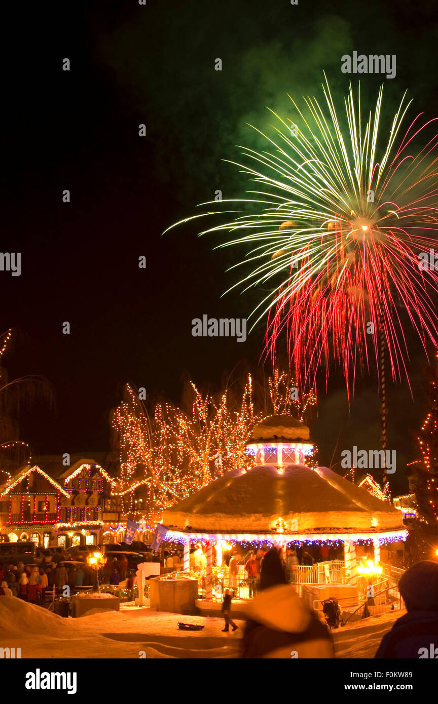 Ice Fest fireworks, Leavenworth, Washington Stock Photo Alamy