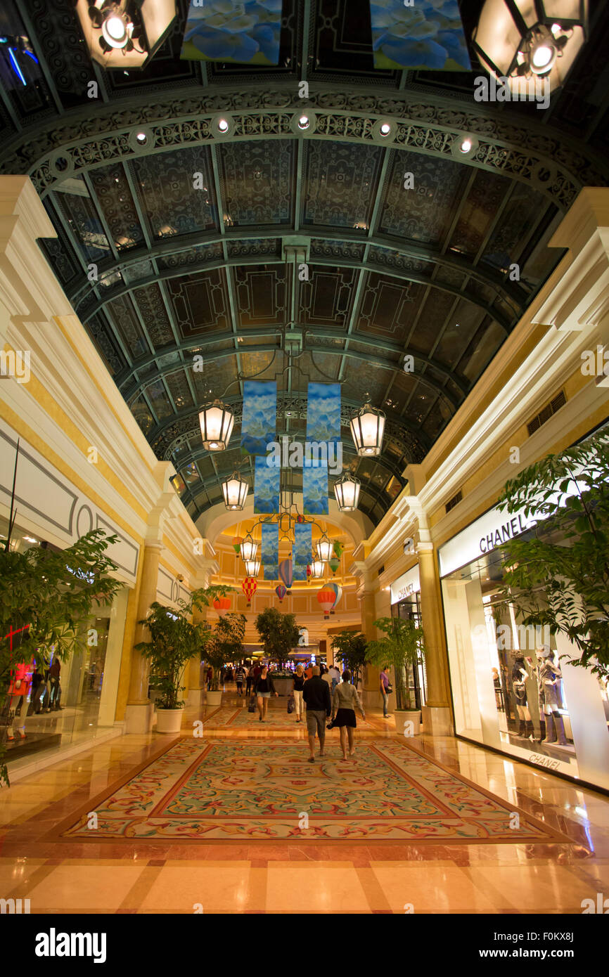 The Bellagio Casino hallway with luxury shops - Las Vegas, Unites States 2012 Stock Photo