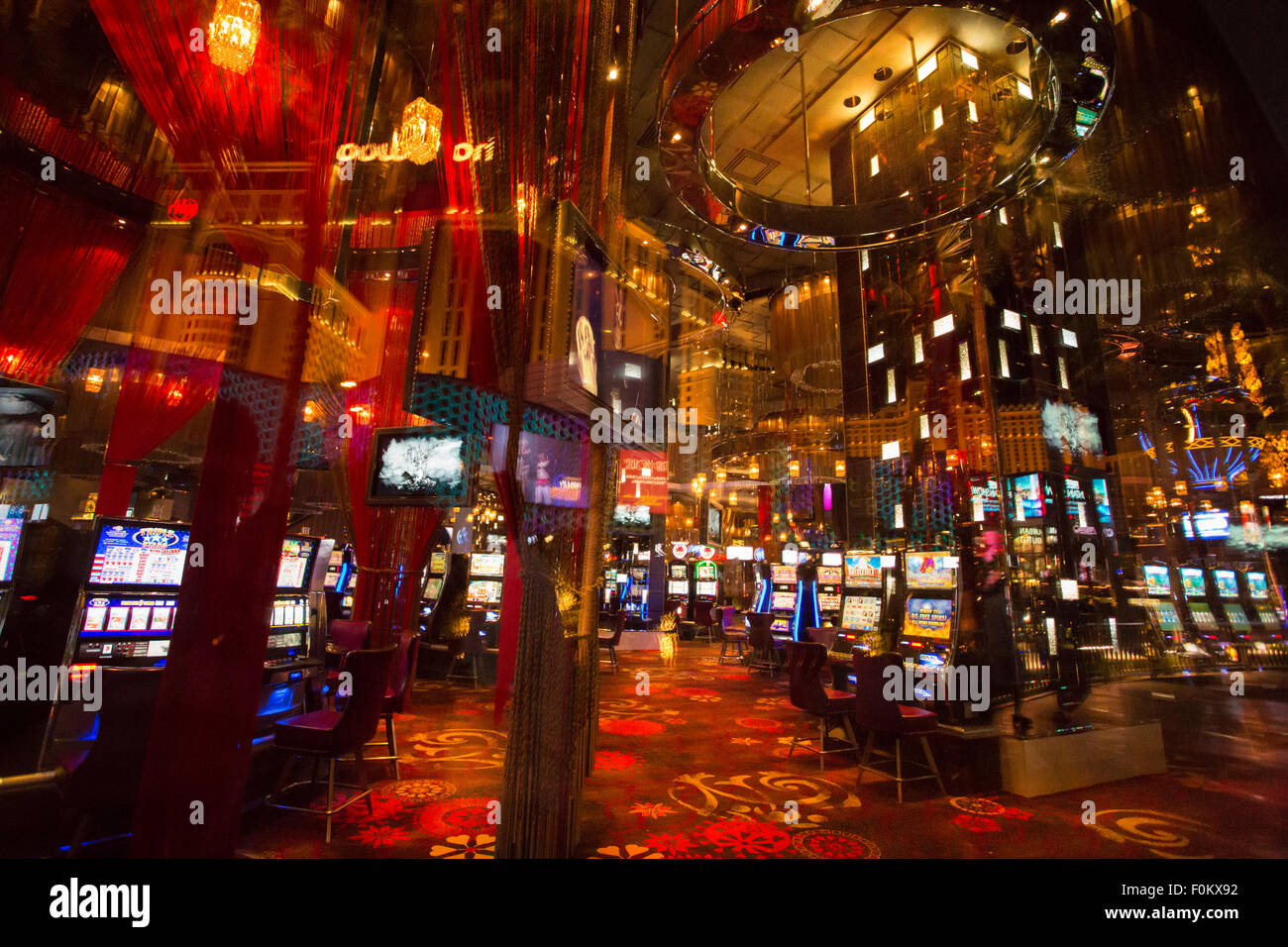 Reflection of lights and colours inside a casino - Las Vegas, Unites States Stock Photo