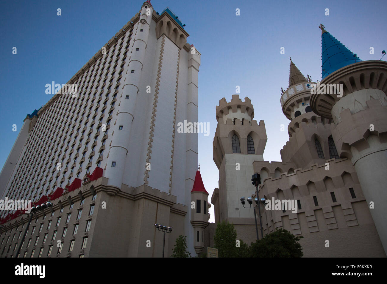 View of the Excalibur Casino Hotel at dawn - Las Vegas, Unites States 2012. Stock Photo