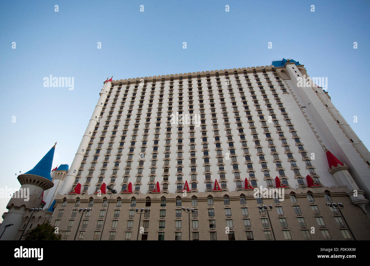 Side of Excalibur hotel in Las Vegas with blue sky, Nevada 2012. United States Stock Photo