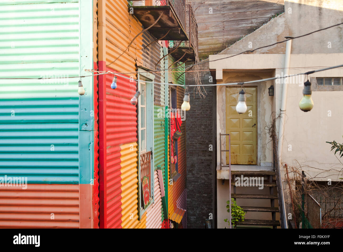 Caminito street colorful houses and architecture in La boca town neighborhood, Buenos Aires, Argentina Stock Photo