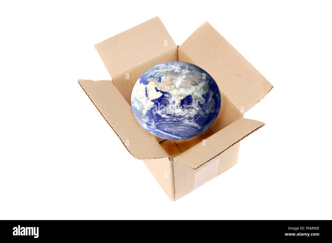 World coming out of a box depicting a brand new earth Stock Photo