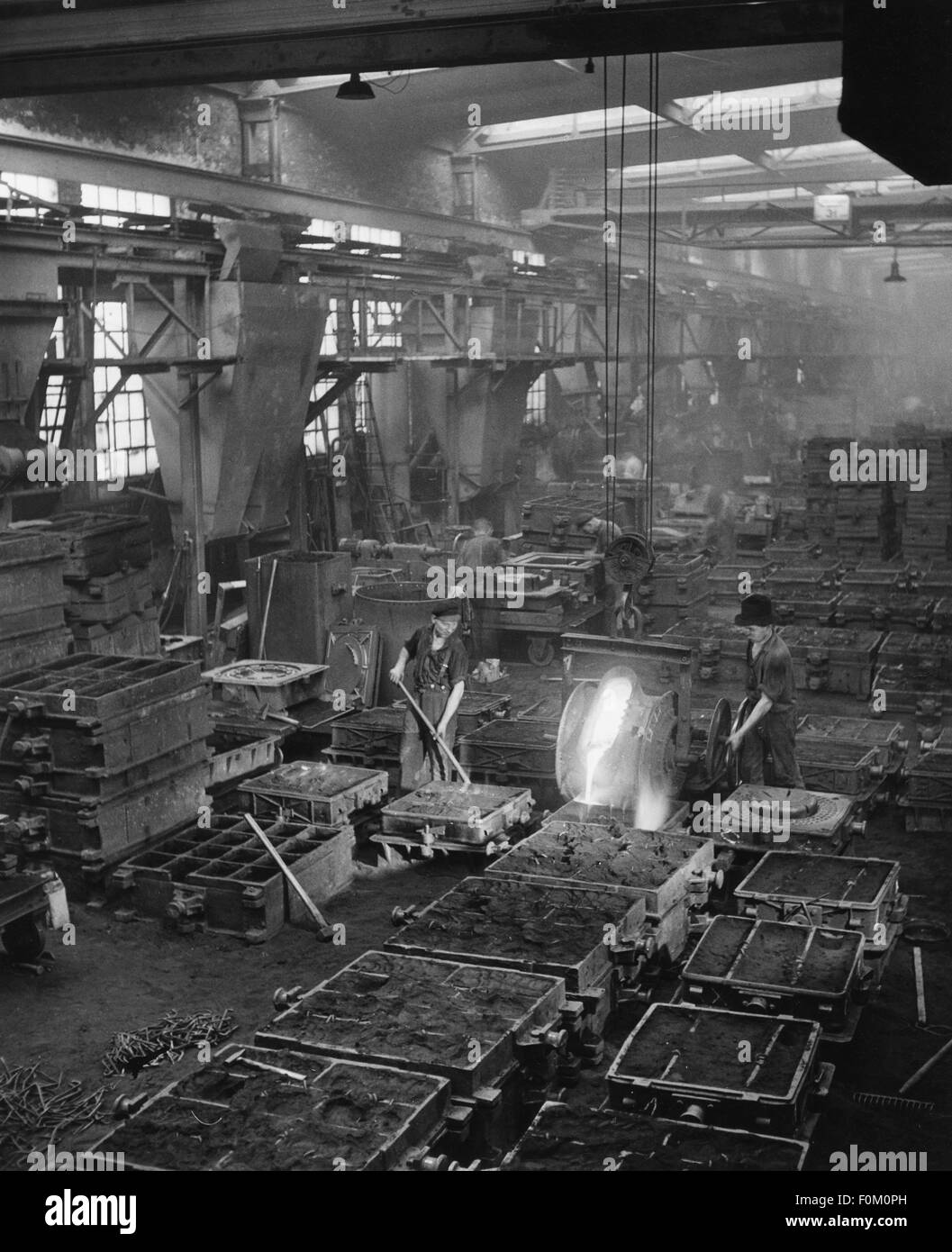 industry, metal, foundry,  view into factory hall, 1950s, Additional-Rights-Clearences-Not Available Stock Photo