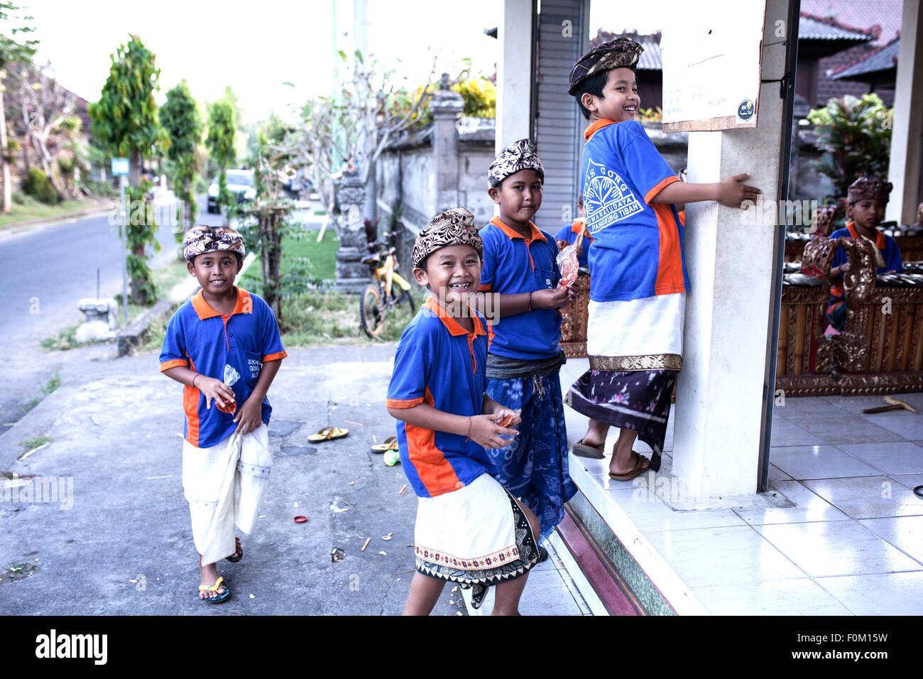 Balinese children, Gamelan school, Bali Stock Photo