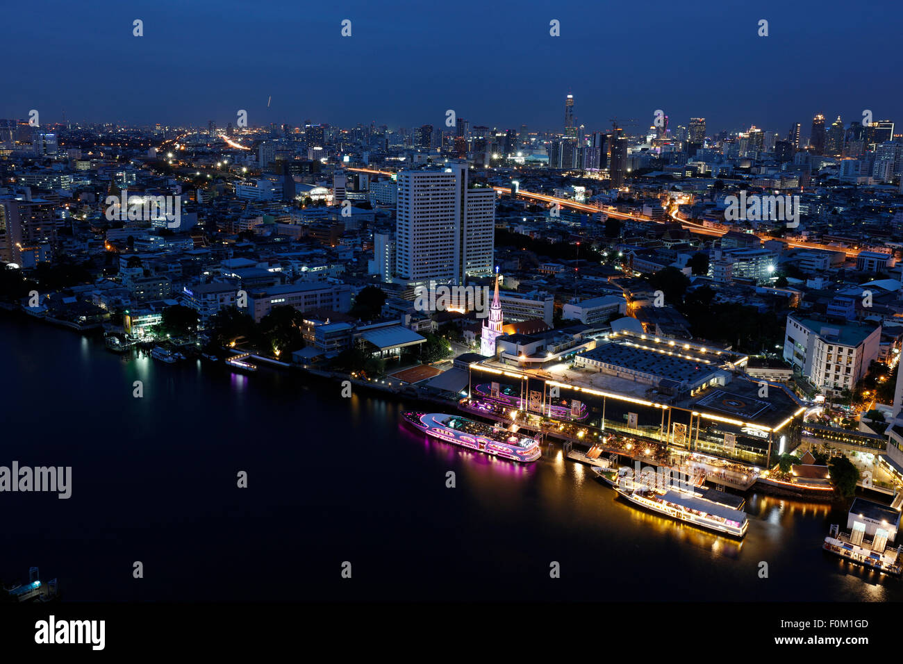 Panoramic view of downtown Bangkok in the evening, Thailand Stock Photo ...