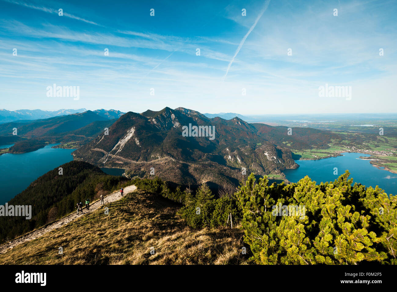 View from Jochberg to Herzogstand and Heimgarten, Bavarian foothills, Bavaria, Germany Stock Photo